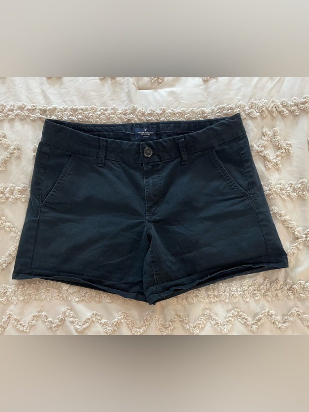 American Eagle Outfitters Black Cotton Bermuda Shorts